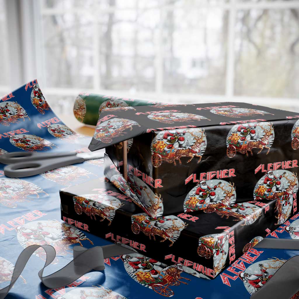 Funny Black Santa Heavy Metal Christmas Wrapping Paper Roll Sleigher Xmas Rock & Roll TS11 Black Print Your Wear