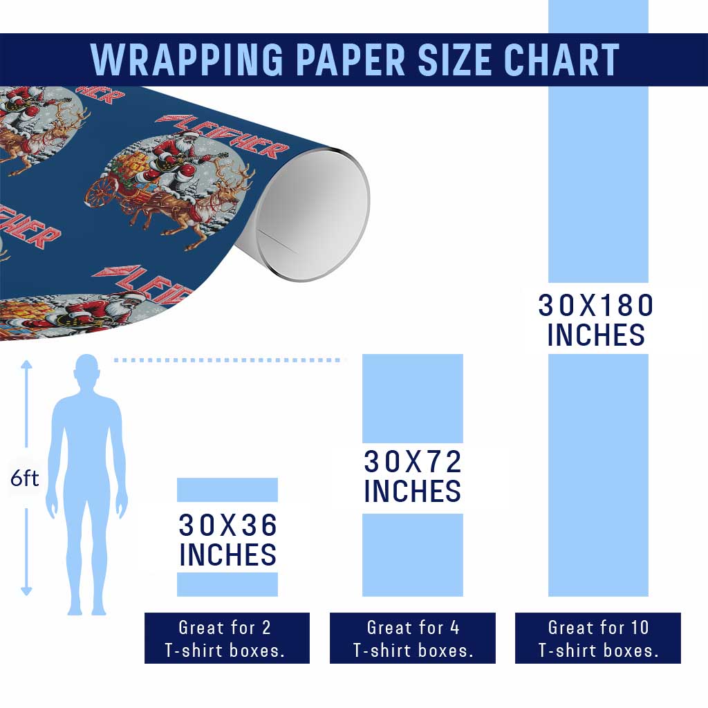 Funny Black Santa Heavy Metal Christmas Wrapping Paper Roll Sleigher Xmas Rock & Roll TS11 Print Your Wear