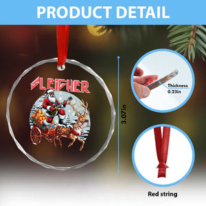 Funny Black Santa Heavy Metal Xmas Crystal Glass Ornament Sleigher Xmas Rock & Roll TS11 Print Your Wear
