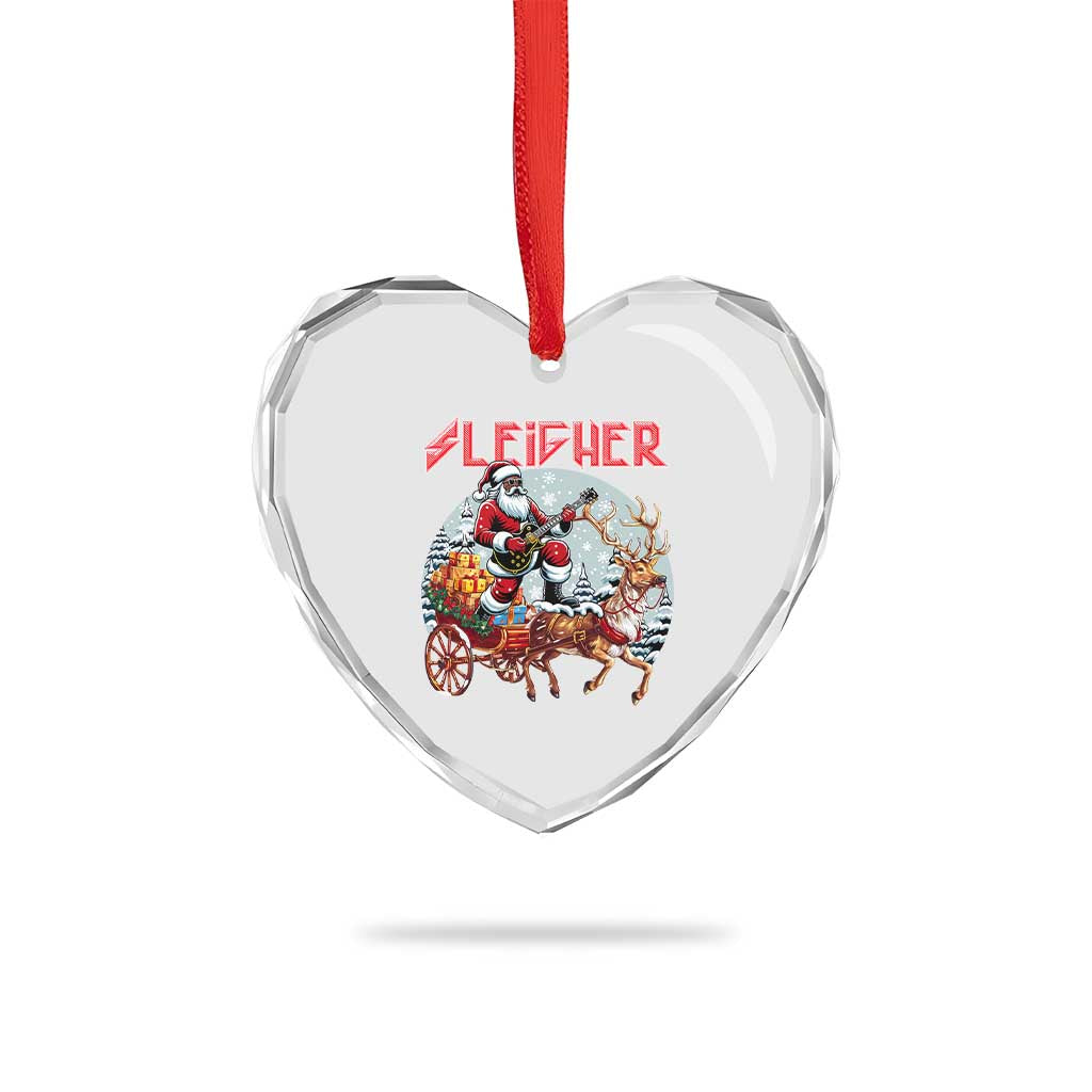 Funny Black Santa Heavy Metal Xmas Heart Crystal Glass Ornament Sleigher Xmas Rock & Roll TS11 Print Your Wear