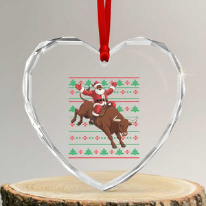 Funny Black Santa Riding Bull Heart Crystal Glass Ornament Ugly Christmas Sweater Gift TS12 Transparent Glass 3'' Heart Print Your Wear