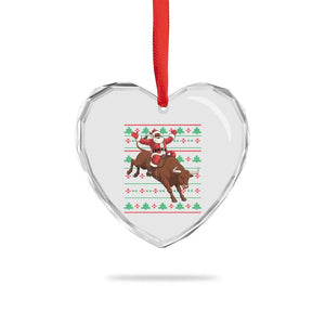 Funny Black Santa Riding Bull Heart Crystal Glass Ornament Ugly Christmas Sweater Gift TS12 Print Your Wear