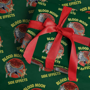 Funny Blood Moon Side Effects Wolf and Chihuahua Dog Humor Graphic Wrapping Paper Roll TS02 Green Print Your Wear