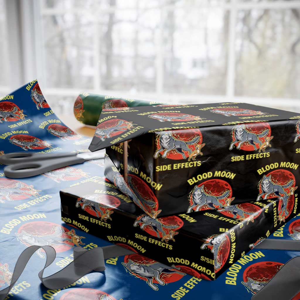 Funny Blood Moon Side Effects Wolf and Chihuahua Dog Humor Graphic Wrapping Paper Roll TS02 Black Print Your Wear