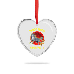 Funny Blood Moon Side Effects Wolf and Chihuahua Dog Humor Graphic Heart Crystal Glass Ornament TS02 Print Your Wear