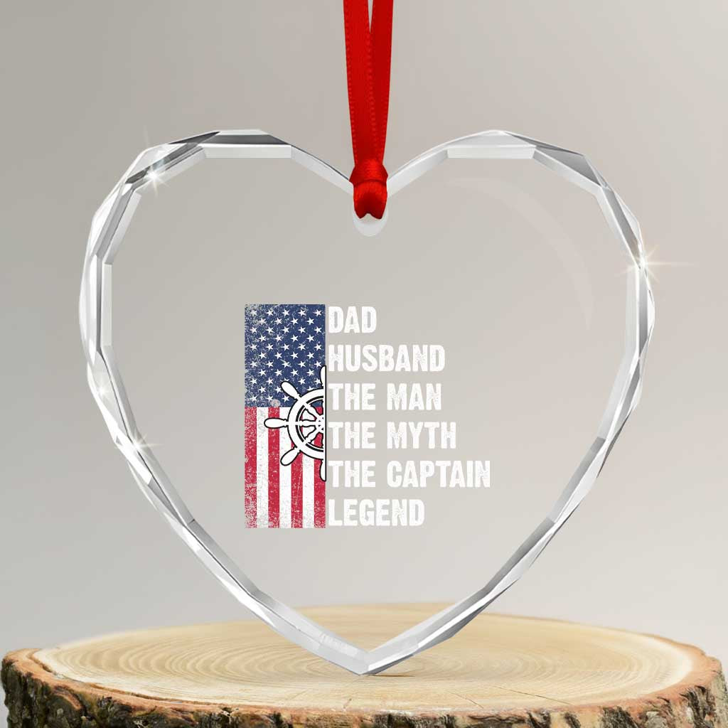 Funny Boat Captain Heart Crystal Glass Ornament Dad Husband The Man The Myth The Captain Legend TS11 Transparent Glass 3'' Heart Print Your Wear