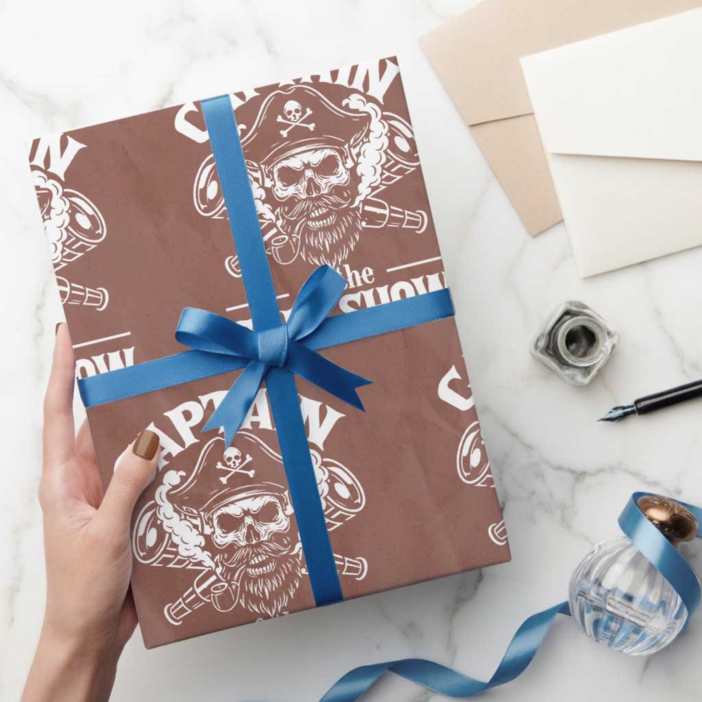 Funny Boat Captain Pun Wrapping Paper Roll Captain Of The Ship Show TS14 Mocha Print Your Wear