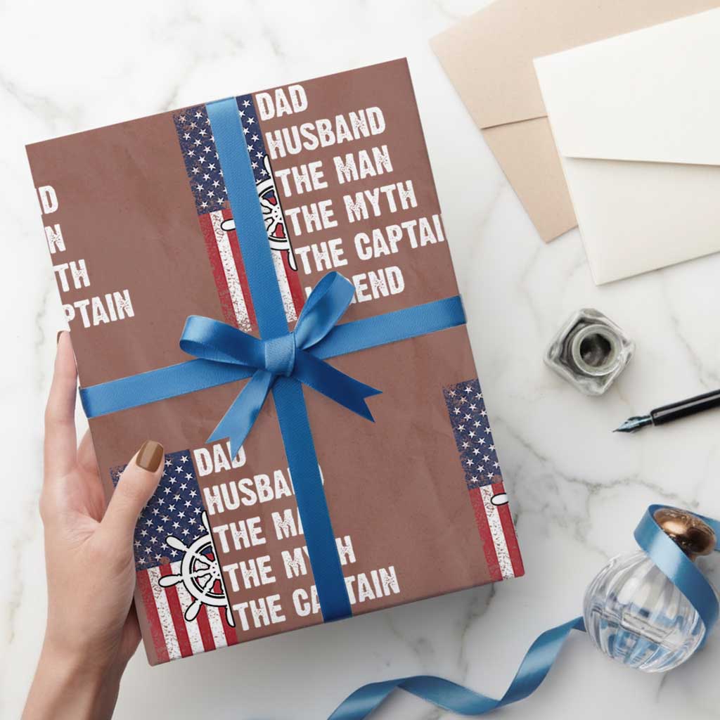 Funny Boat Captain Wrapping Paper Roll Dad Husband The Man The Myth The Captain Legend TS11 Mocha Print Your Wear