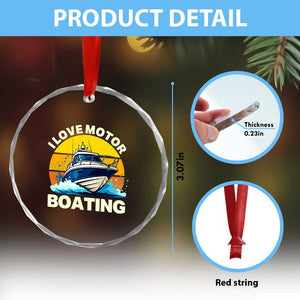 Funny Boater Crystal Glass Ornament I Love Motorboating TS14 Print Your Wear