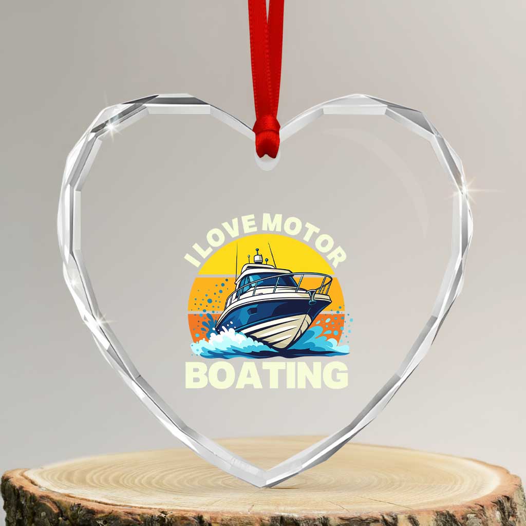 Funny Boater Heart Crystal Glass Ornament I Love Motorboating TS14 Transparent Glass 3'' Heart Print Your Wear
