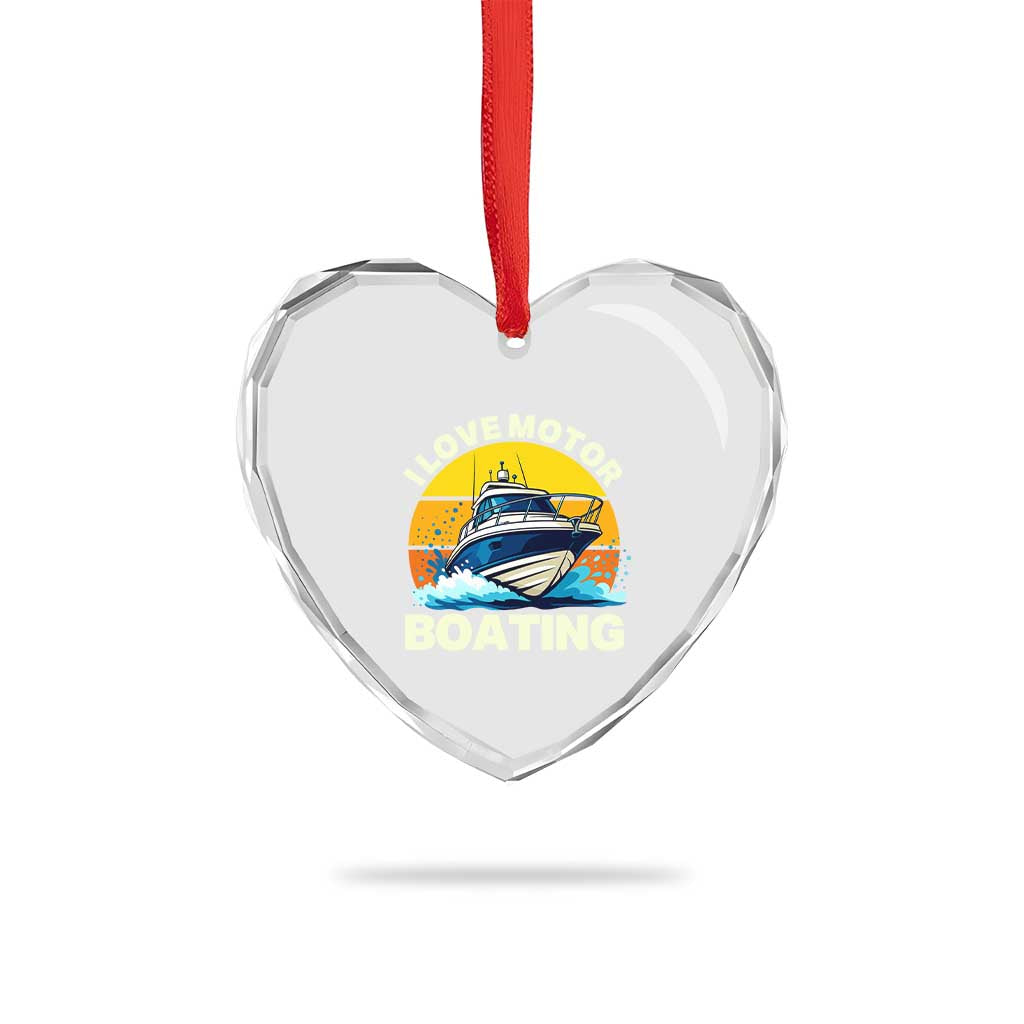 Funny Boater Heart Crystal Glass Ornament I Love Motorboating TS14 Print Your Wear