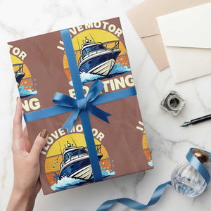 Funny Boater Wrapping Paper Roll I Love Motorboating TS14 Mocha Print Your Wear