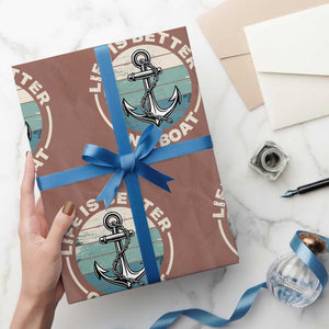 Funny Boating Wrapping Paper Roll Life Is Better On A Boat TS14 Mocha Print Your Wear