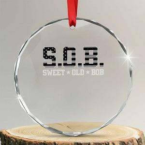 Funny Bob Crystal Glass Ornament Fathers Day Dad Sweet Old Bob Retro USA Flag TS10 Transparent Glass 3'' Circle Print Your Wear