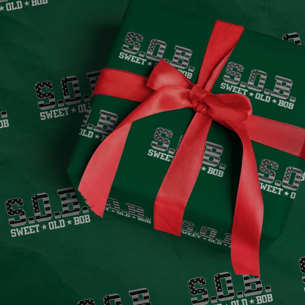 Funny Bob Wrapping Paper Roll Fathers Day Dad Sweet Old Bob Retro USA Flag TS10 Green Print Your Wear