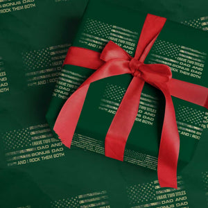 Funny Bonus Dad Wrapping Paper Roll Step Dad Camo American Flag Fathers Day TS10 Green Print Your Wear