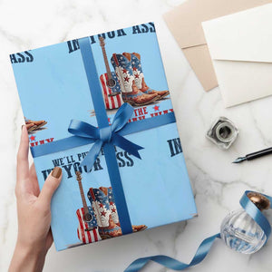 Funny Boot in Your Ass American Way Wrapping Paper Roll Patriotic Country Style USA Pride TS02 Light Blue Print Your Wear