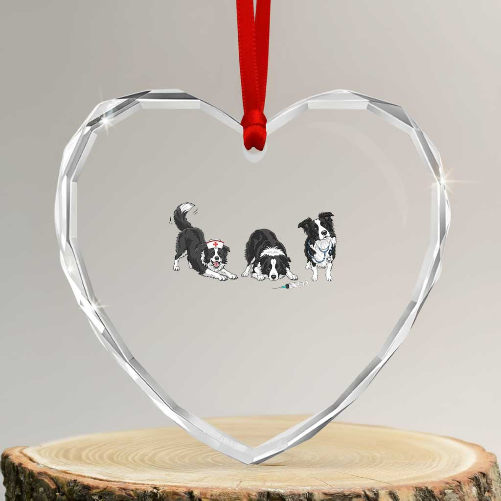 Funny Border Collie Nurse Vet Tech Heart Crystal Glass Ornament Dog Lover Medical Worker Gift TS12 Transparent Glass 3'' Heart Print Your Wear