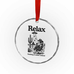Funny Border Collie UFO Sheep Farmer Crystal Glass Ornament Relax Nothing Is Under Control Alien Dog Lover Gift