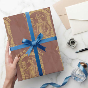 Funny Born In A Tavern Wrapping Paper Roll 250th Birthday Military TS11 Mocha Print Your Wear