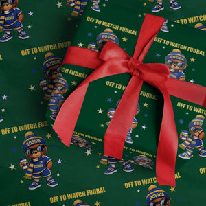 Funny Bosnia Teddy Bear Game Day Gift Wrapping Paper Roll Off To Watch Fudbal
