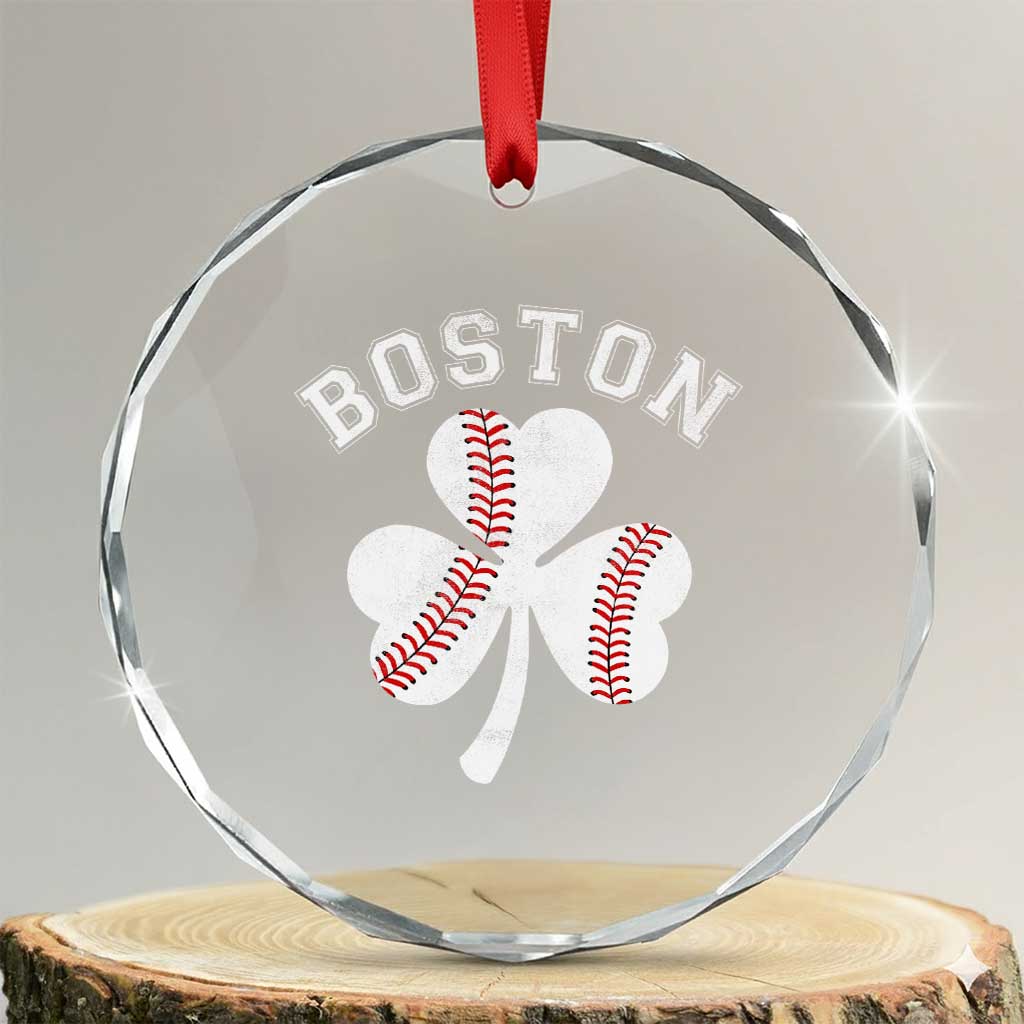 Funny Boston St Patricks Day Baseball Shamrock Crystal Glass Ornament TS11 Transparent Glass 3'' Circle Print Your Wear