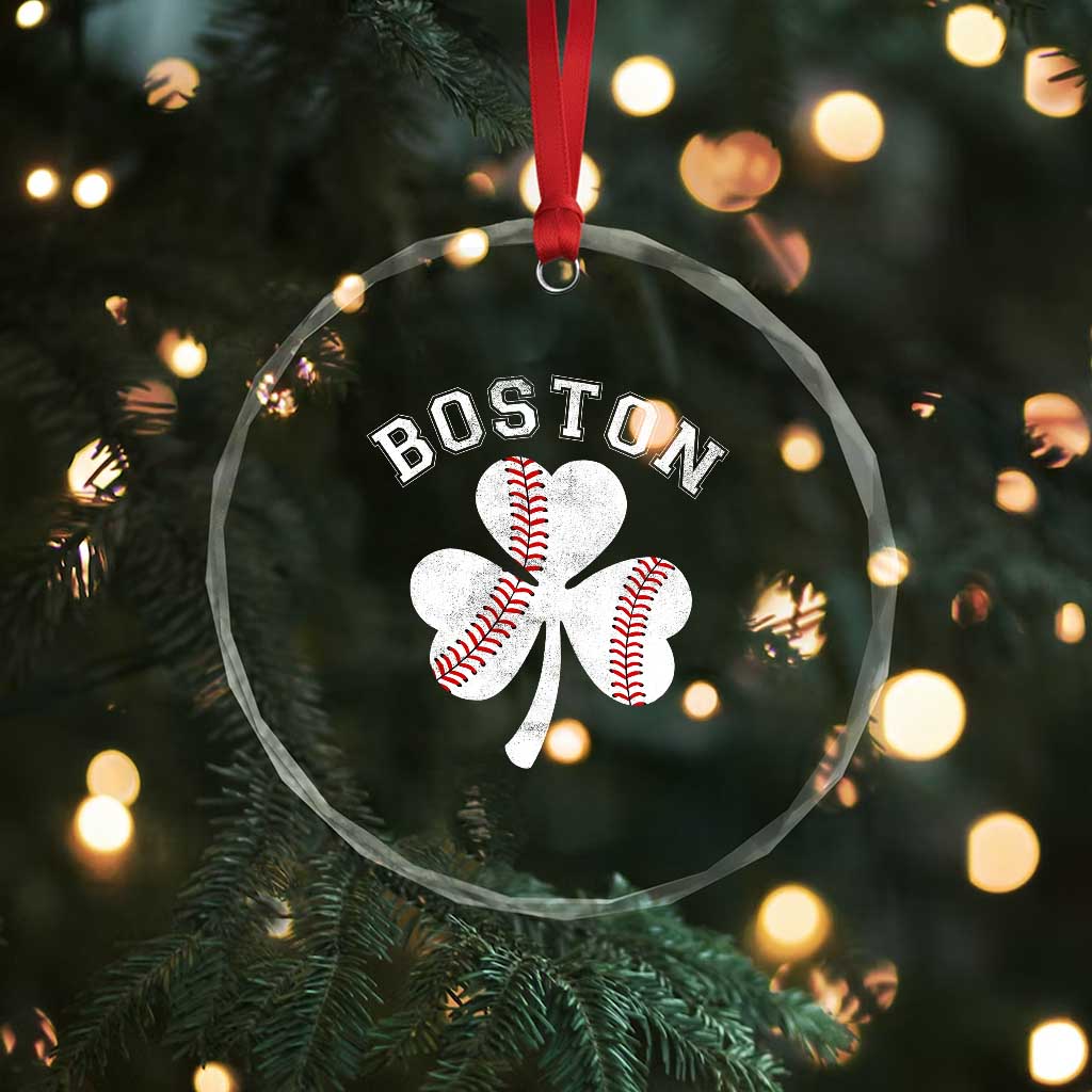 Funny Boston St Patricks Day Baseball Shamrock Crystal Glass Ornament TS11 Print Your Wear