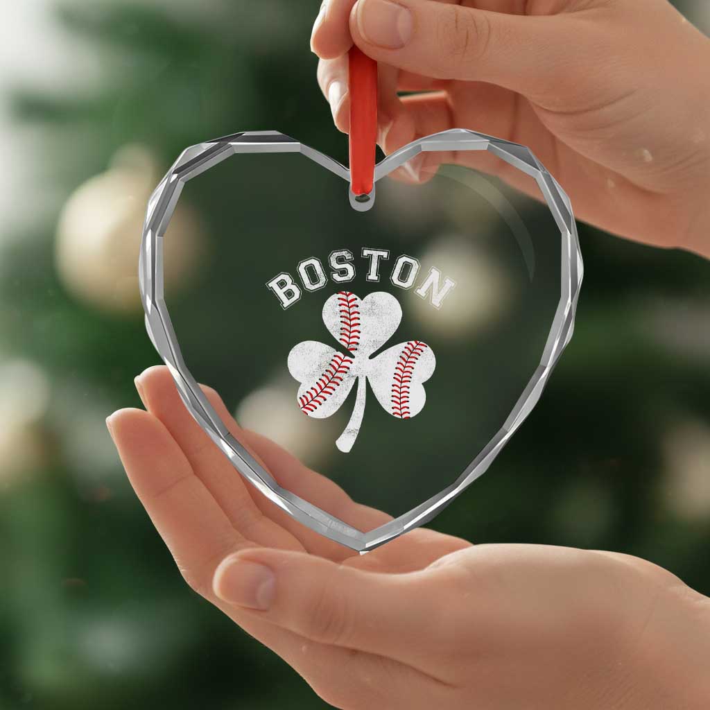Funny Boston St Patricks Day Baseball Shamrock Heart Crystal Glass Ornament TS11 Print Your Wear