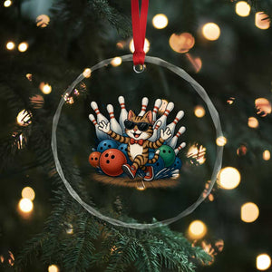 Funny Bowler Gift Crystal Glass Ornament Bowling Cat With Sunglasses TS12 Print Your Wear