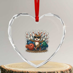 Funny Bowler Gift Heart Crystal Glass Ornament Bowling Cat With Sunglasses TS12 Transparent Glass 3'' Heart Print Your Wear