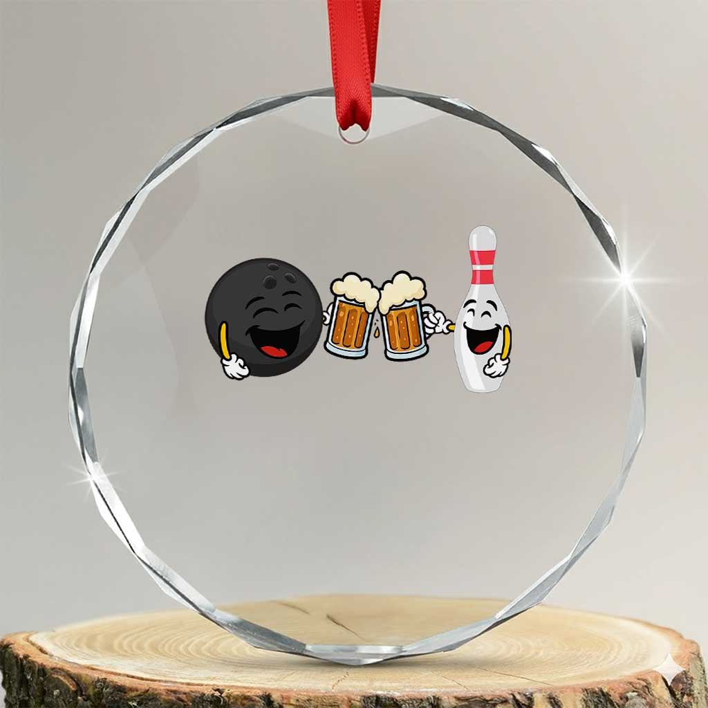 Funny Bowling And Beer Lover Gift Crystal Glass Ornament TS12 Transparent Glass 3'' Circle Print Your Wear