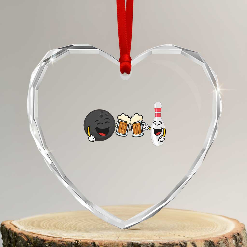 Funny Bowling And Beer Lover Gift Heart Crystal Glass Ornament TS12 Transparent Glass 3'' Heart Print Your Wear