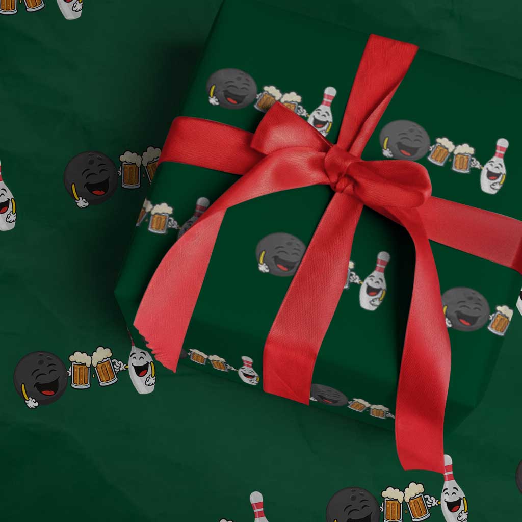 Funny Bowling And Beer Lover Gift Wrapping Paper Roll TS12 Green Print Your Wear