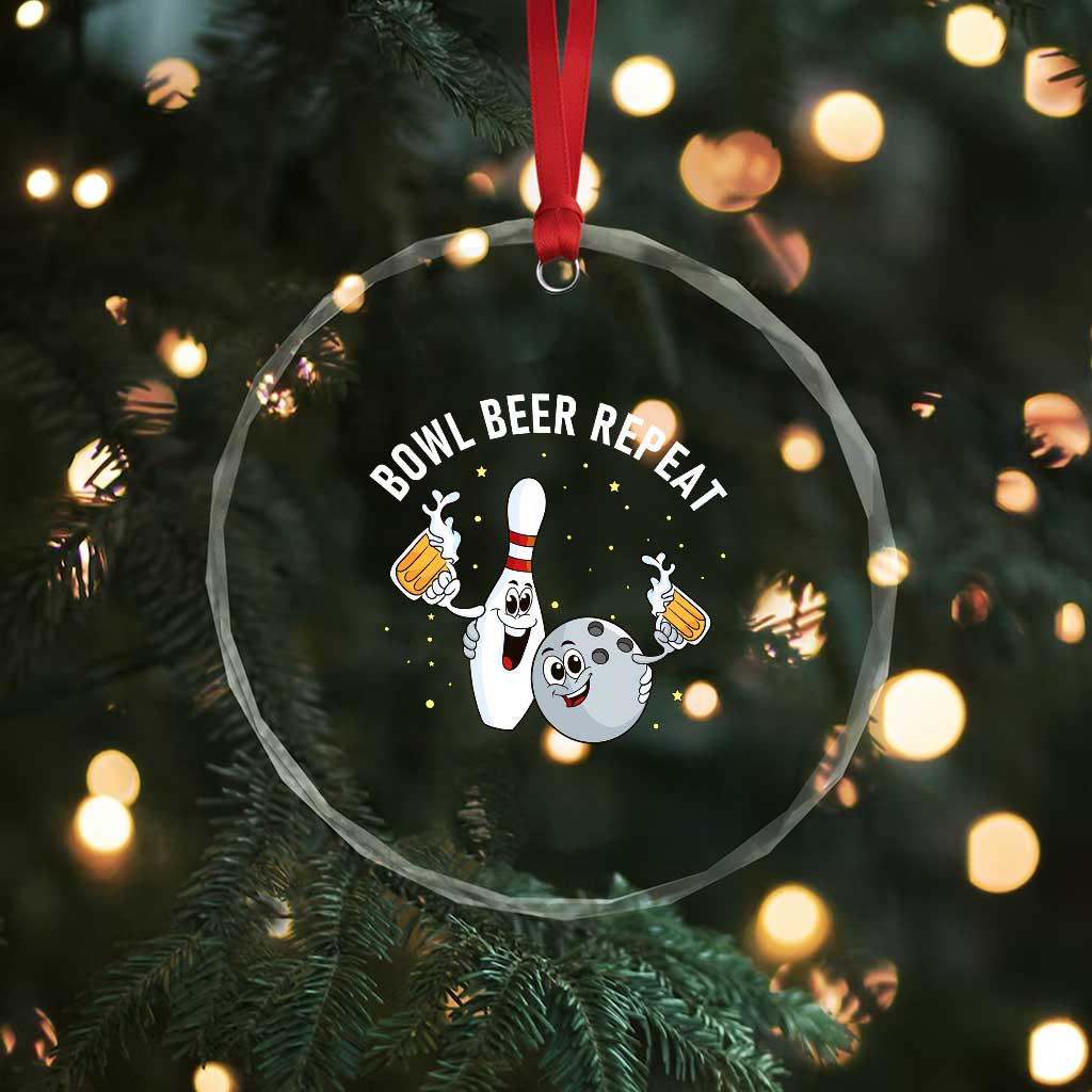 Funny Bowling Beer Lover Gift Crystal Glass Ornament Bowl Beer Repeat TS12 Print Your Wear