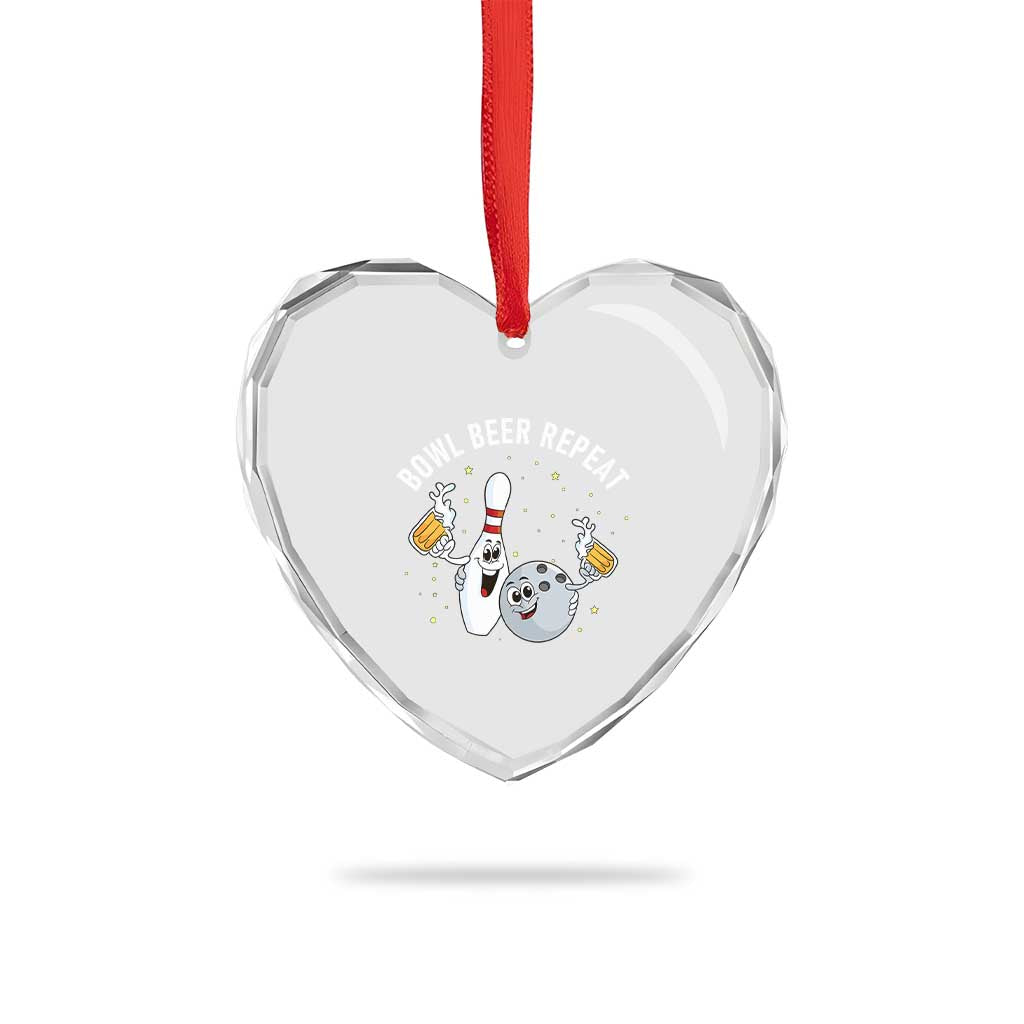 Funny Bowling Beer Lover Gift Heart Crystal Glass Ornament Bowl Beer Repeat TS12 Print Your Wear