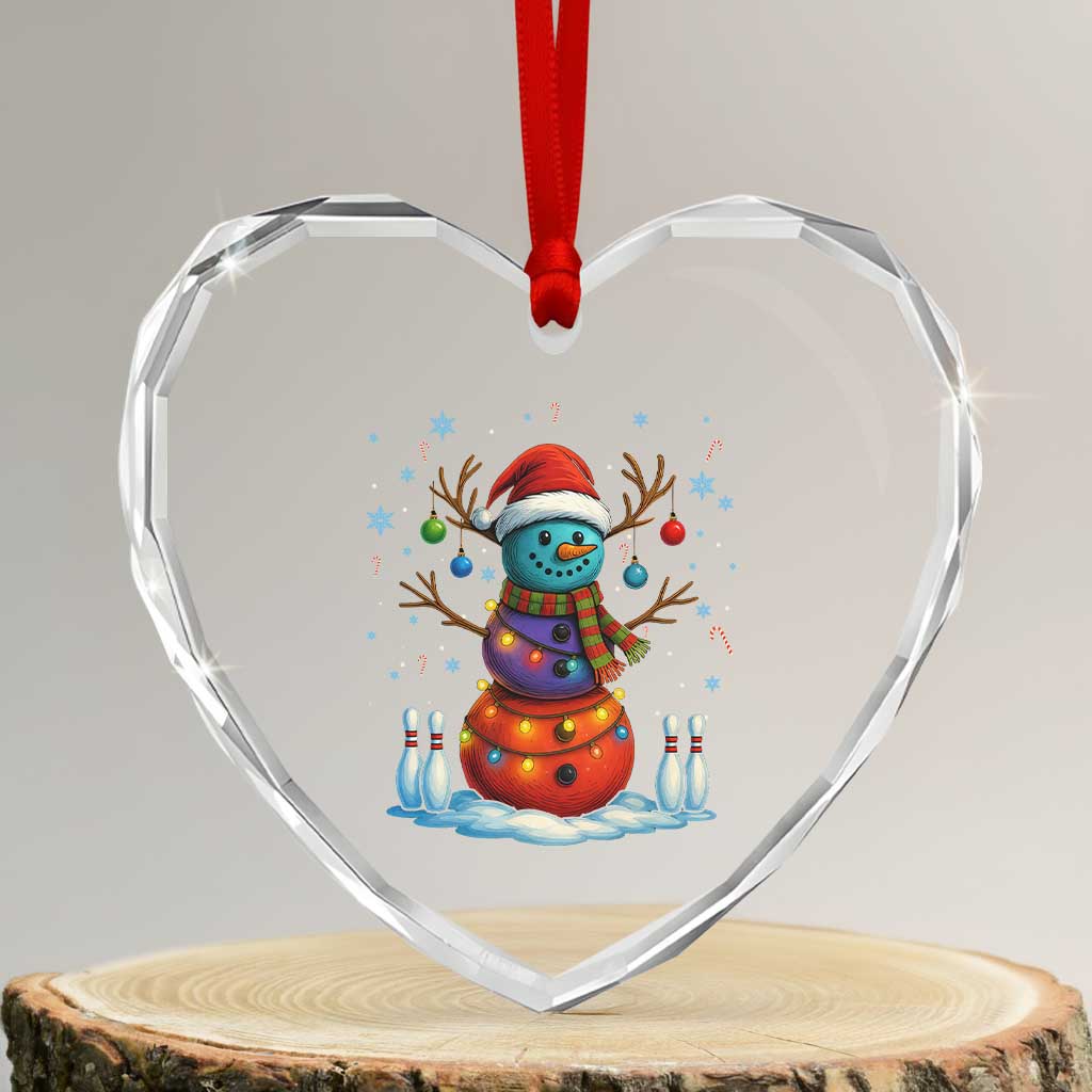Funny Bowling Christmas Heart Crystal Glass Ornament Gift For Bowler TS12 Transparent Glass 3'' Heart Print Your Wear