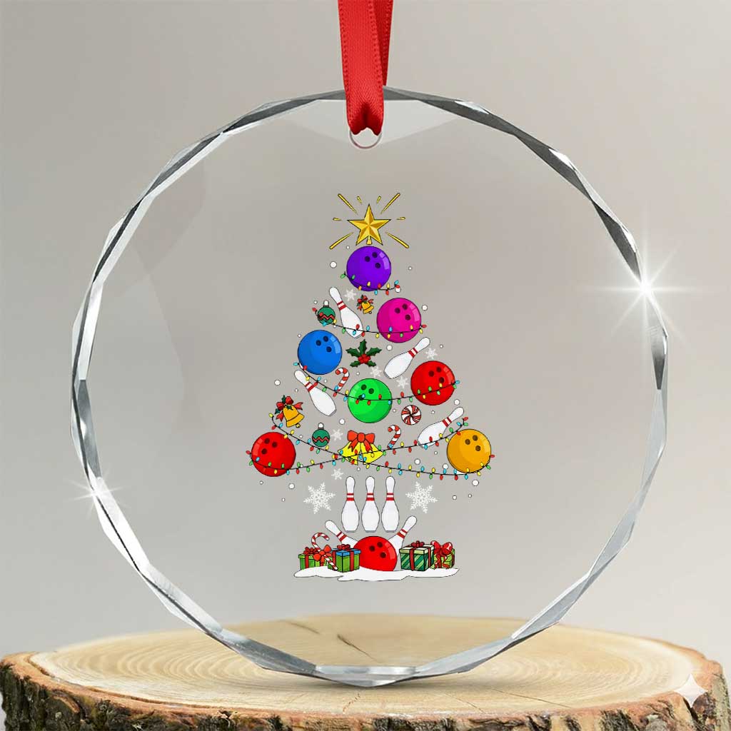 Funny Bowling Christmas Tree Lights Xmas Bowler Crystal Glass Ornament TS11 Transparent Glass 3'' Circle Print Your Wear
