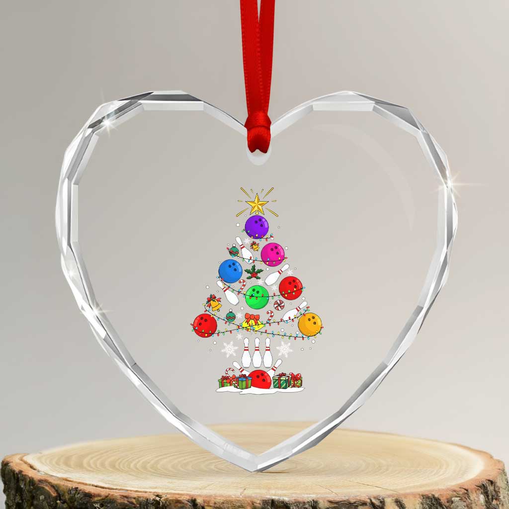 Funny Bowling Christmas Tree Lights Xmas Bowler Heart Crystal Glass Ornament TS11 Transparent Glass 3'' Heart Print Your Wear