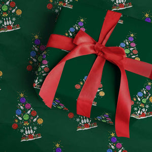 Funny Bowling Christmas Tree Lights Xmas Bowler Wrapping Paper Roll TS11 Green Print Your Wear