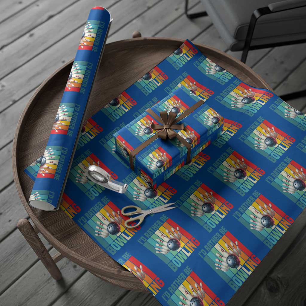Funny Bowling Quote Wrapping Paper Roll Id Rather Be Bowling Gift TS12 Blue Print Your Wear