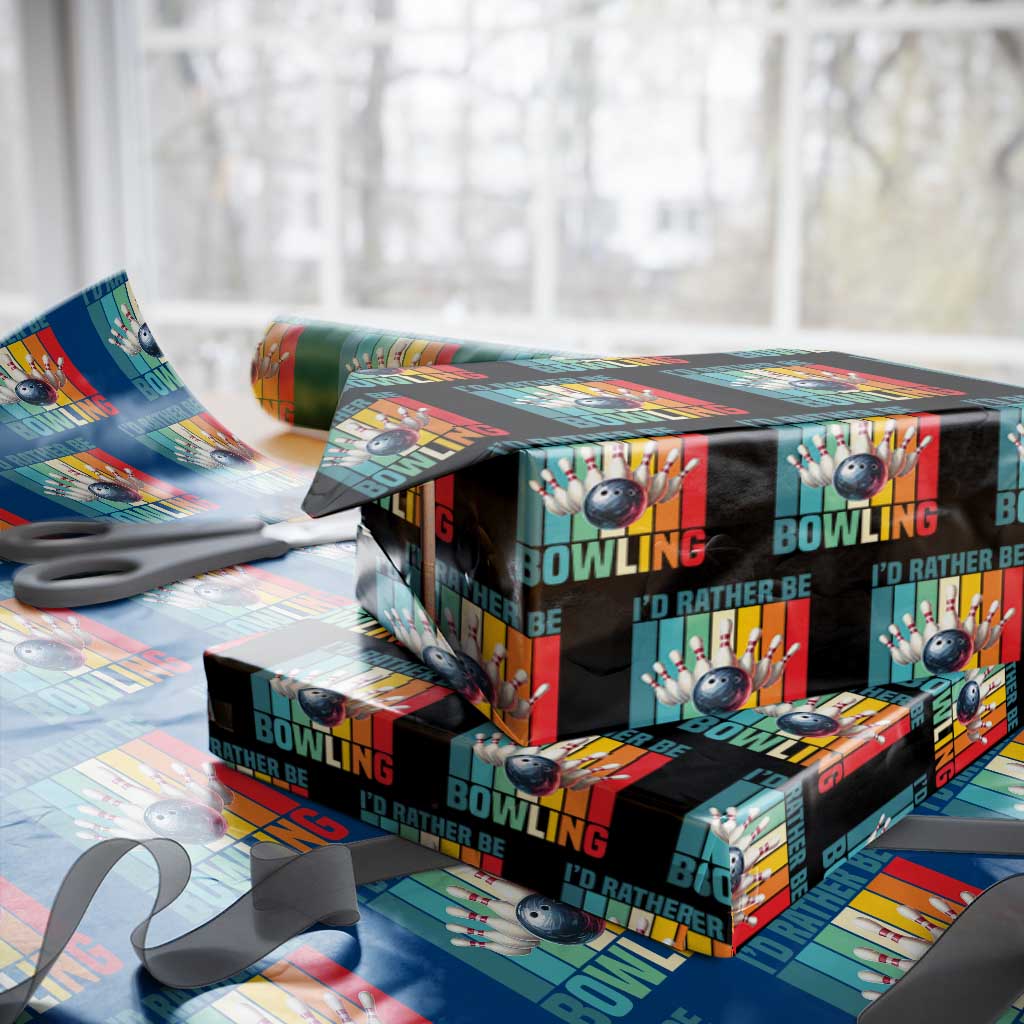 Funny Bowling Quote Wrapping Paper Roll Id Rather Be Bowling Gift TS12 Black Print Your Wear