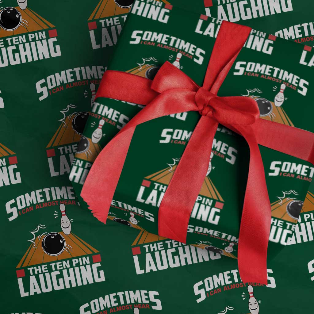 Funny Bowling Wrapping Paper Roll Hear The Ten Pin Laughing Bowler TS02 Green Print Your Wear