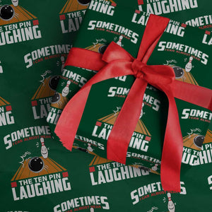 Funny Bowling Wrapping Paper Roll Hear The Ten Pin Laughing Bowler TS02 Green Print Your Wear