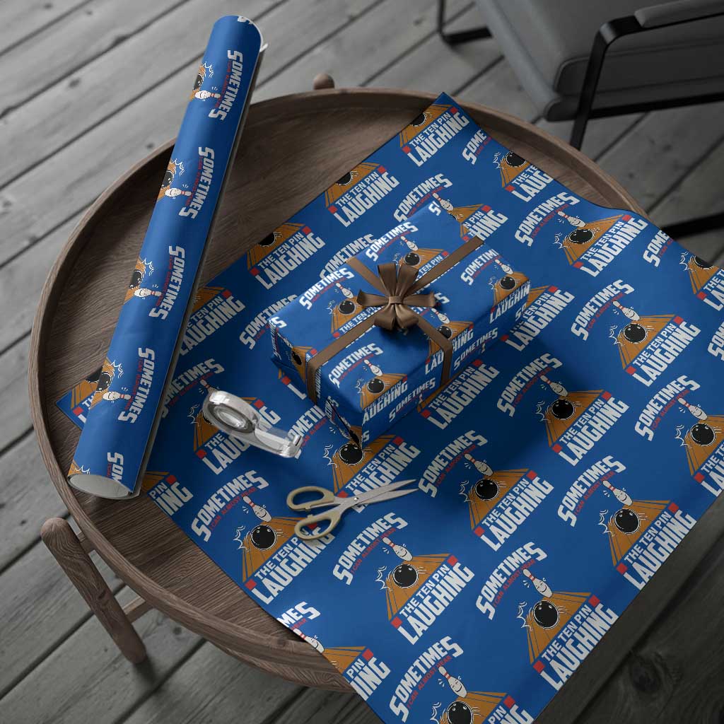 Funny Bowling Wrapping Paper Roll Hear The Ten Pin Laughing Bowler TS02 Blue Print Your Wear