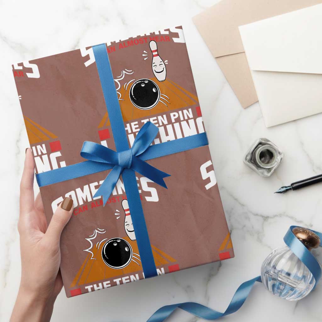 Funny Bowling Wrapping Paper Roll Hear The Ten Pin Laughing Bowler TS02 Mocha Print Your Wear