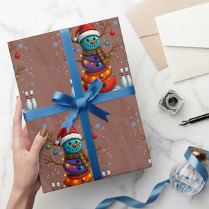 Funny Bowling Xmas Wrapping Paper Roll Gift For Bowler TS12 Mocha Print Your Wear