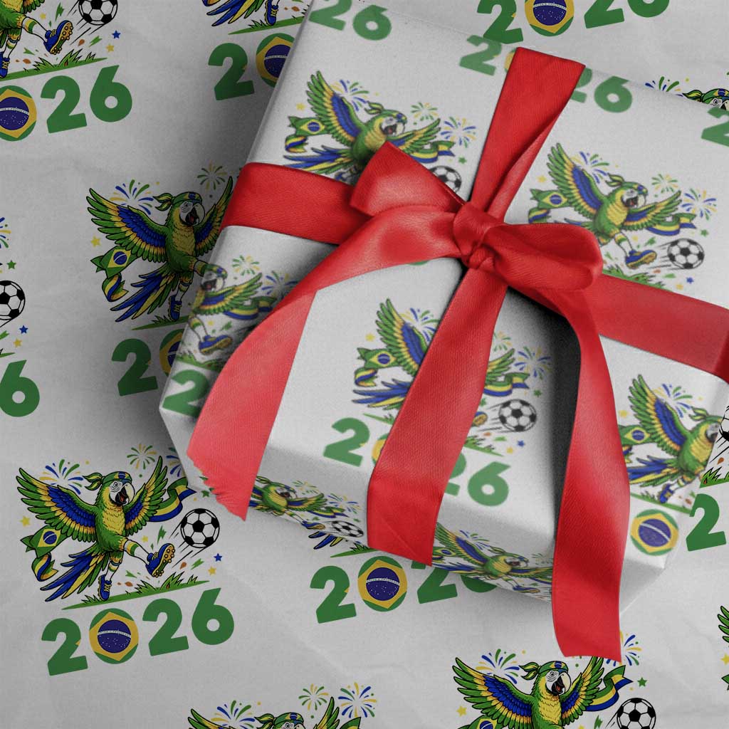 Funny Brazil Soccer Macaw Wrapping Paper Roll 2026 Football Fan Graphic TS12 White Print Your Wear