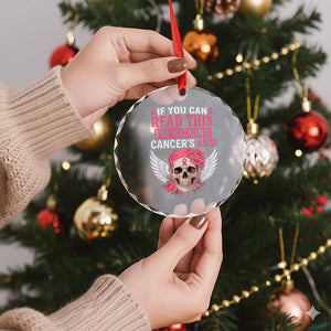 Funny Breast Cancer Survivor Crystal Glass Ornament Im Kicking Cancers Ass Pink Ribbon Skull TS10 Print Your Wear