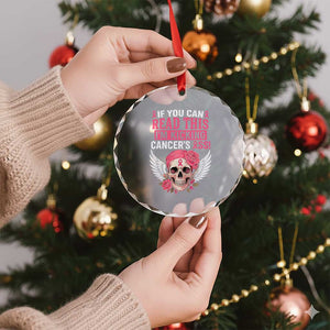 Funny Breast Cancer Survivor Crystal Glass Ornament Im Kicking Cancers Ass Pink Ribbon Skull TS10 Print Your Wear