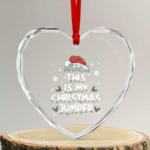 Funny British Christmas Heart Crystal Glass Ornament This Is My Christmas Jumper TS11 Transparent Glass 3'' Heart Print Your Wear